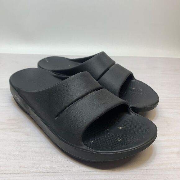 Oofos OOahh Mens 11 Womens 13 Sport Flex Slide Recovery Sandals Black Slides main image 4